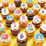 Edible Image Cupcakes with personalized edible sugarpaste toppers featuring popular kids' characters from Crumbs & Doilies.